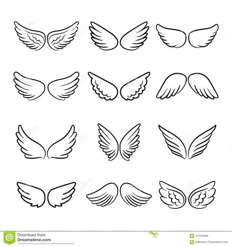 Cute Angel Wings Set Stock Vector Illustration Of Angel