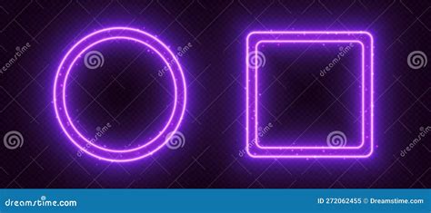 Neon Frames Glowing Borders With Sparkles Purple Led Circle And