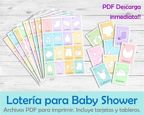 Lotería Para Baby Shower En Español Juego Para Baby Shower Etsy