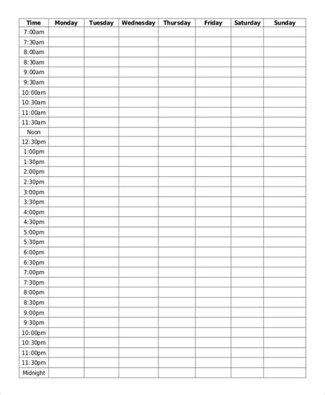 Blank School Schedule Template 8 Free Pdf Word Format Download
