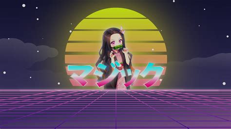 Wallpaper anime Kimetsu no Yaiba vaporwave • Wallpaper For You HD