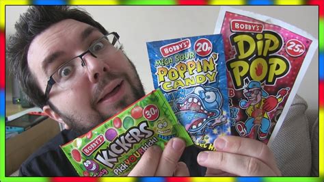 Bobbys Sweets Dip Pop Kickers And Mega Sour Poppin Candy Reviews Youtube