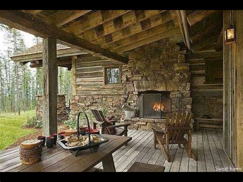 A Outside Room With A View Love The Fire Place Country Porch Log