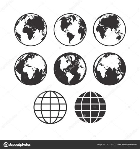 Vector Globe Black And White