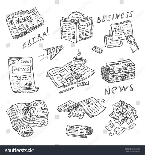 Newspaper Vector Icons Newspapers Set Stacks Stock Vector Royalty Free