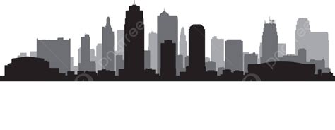 Kansas City Skyline Silhouette Usa Reflection High Vector Usa