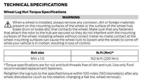 2020 Ford F150 Wheel Torque Specs