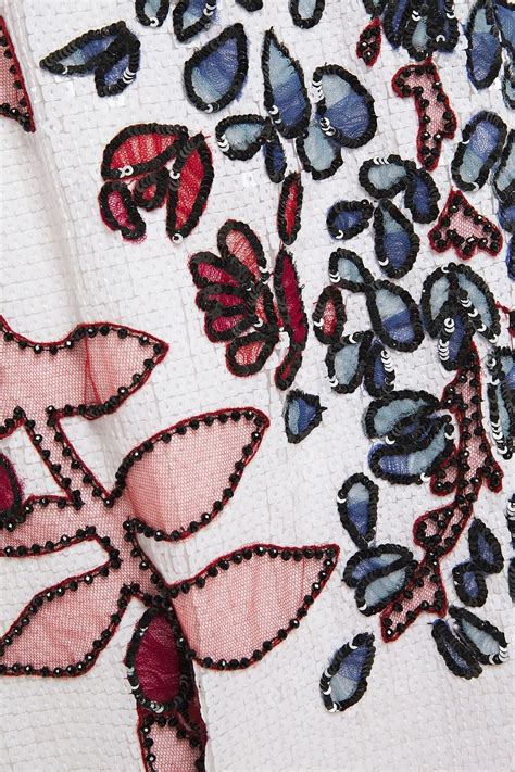 Carolina Herrera Embellished Embroidered Silk Organza Midi Dress Sale