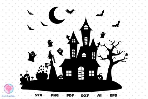 Halloween Scene Svg Haunted House Svg Graphic By Jaroensvgdesign