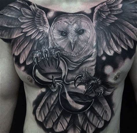 70 Owl Chest Tattoo Designs For Men Nocturnal Ink Ideas Owl Tattoo