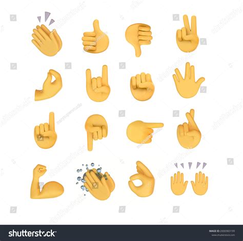 Set Hands Gesture Icons Symbols Emoji Stock Illustration 2000983199