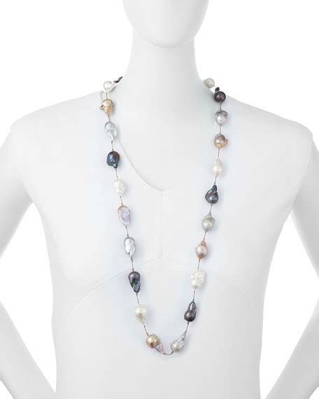 Margo Morrison Multicolor Baroque Pearl Long Necklace 35l Neiman Marcus