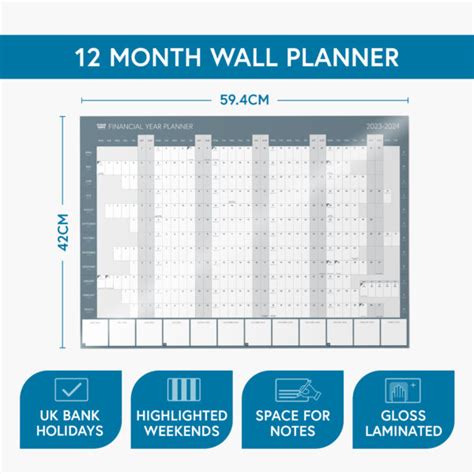2023 2024 Financial Year Wall Planner A2 Laminated Rolled Clear Mind