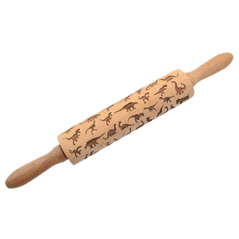 Embossing Rolling Pin Wooden Laser Engraved For Diy