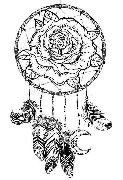 Dream Catcher With Rose Flower Detailed Vector Illustration Iso Stock