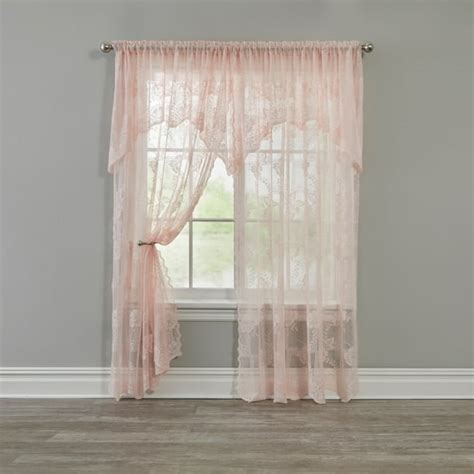 Brylanehome Ella Floral Lace Panel With Attached Valance 58i W 84i L