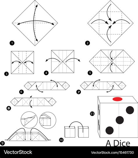 Step Instructions How To Make Origami A Dice Vector Image