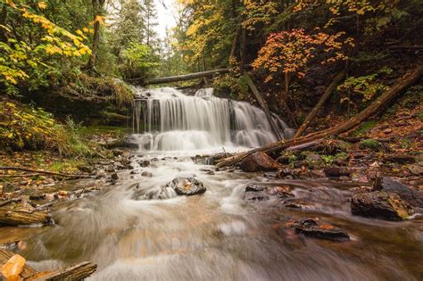 Autumn At Wagner Falls In Munising Michigan Michigan Waterfalls