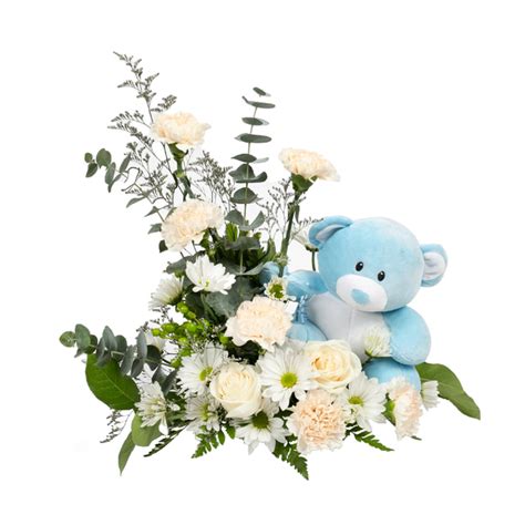 Baby Boy Arrangement With White Roses And Carnations Forest Of Flowers