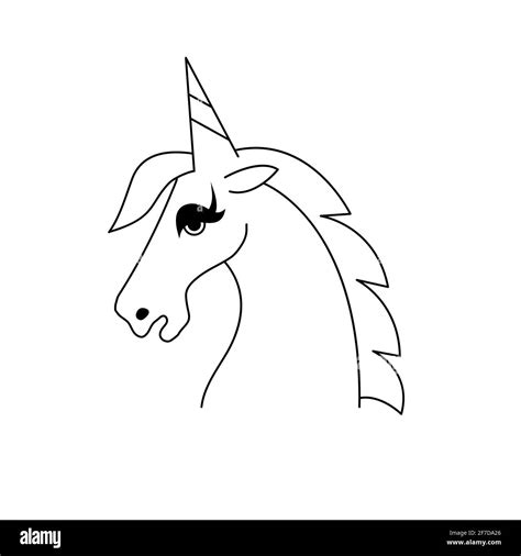 Black Linear Unicorn Hand Drawn Unicorn Head Vector Illustration