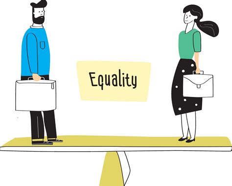 Man And Woman Standing On Balance Scale Concept Of Gender Equality At