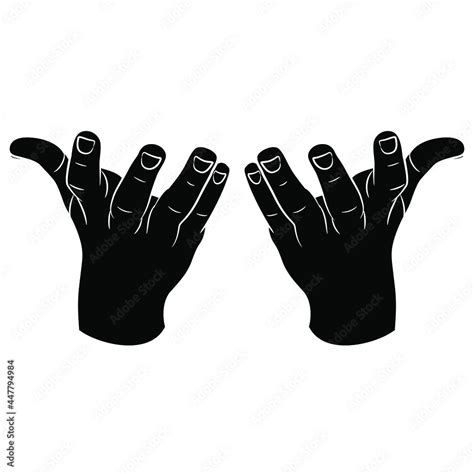 Two Raised Up Human Empty Hands With Open Fingers In Releasing Gesture Black And White Negative