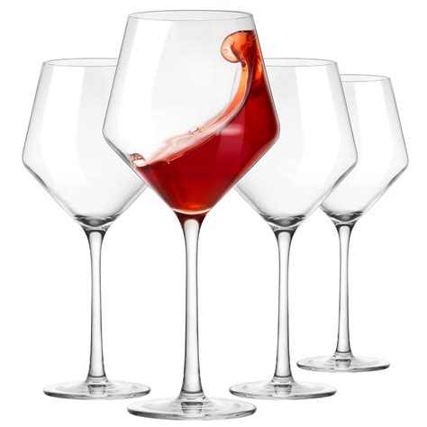 Buy Swanfort Crystal Wine Glass Set Of 4 Long Stem Red Wine Glasses Burgundy Wine Glasses In