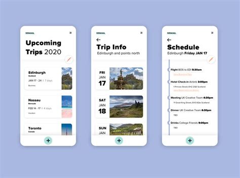 Travel And Itinerary App Concept Trip Planner App Itinerary Design