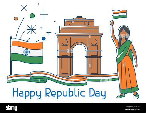 Illustration Of Happy Republic Day Of India Indian National