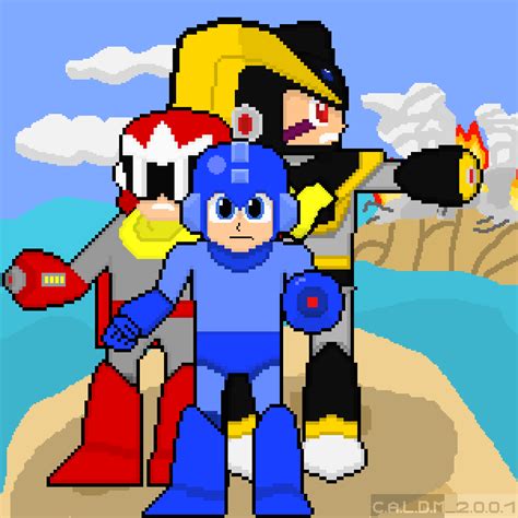 Megaman Protoman And Bass Megaman The Power Battle By Caldm2001 On
