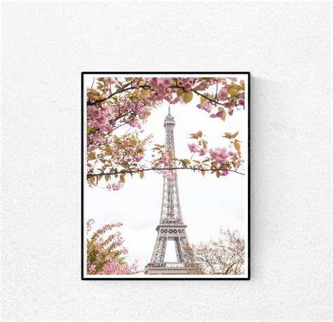 Paris Photography Spring Cherry Blossoms At The Eiffel Tower Etsy