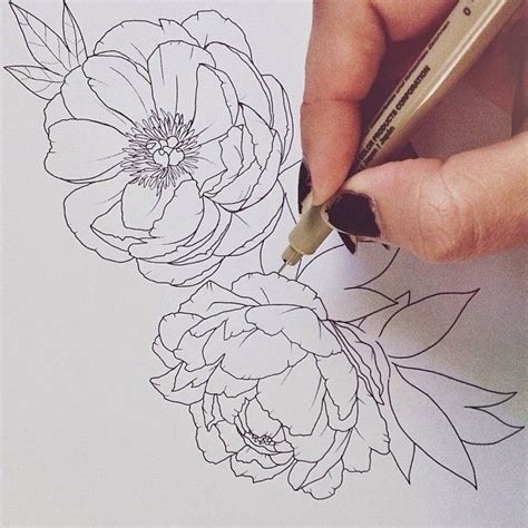 Stuck With Pins — Drawing Peonies For A New Client Tattoo Peony
