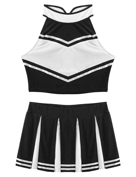womens cheerleader costume uniform sexy party clubwear crop top with mini pleated skirt lingerie