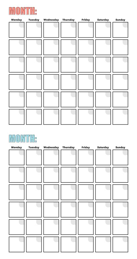 10 Blank Calendar Grid Collection 2015 To Print 2016 Blank Calendar