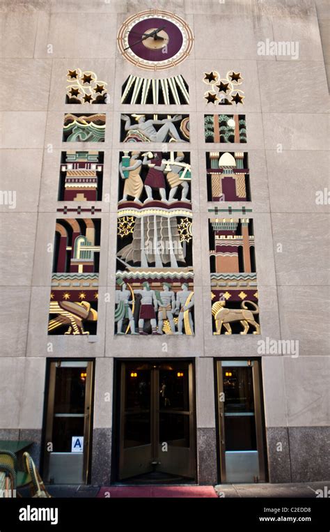 Art Deco Colorful Sculpture Relief Entrance To 45 Rockefeller Plaza