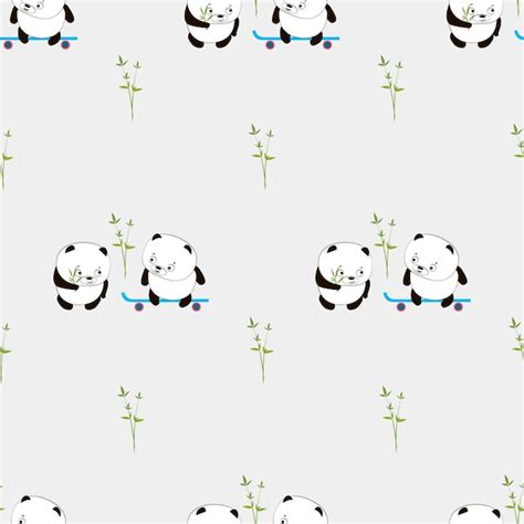 Premium Vector Cute Panda Bears Seamless Pattern