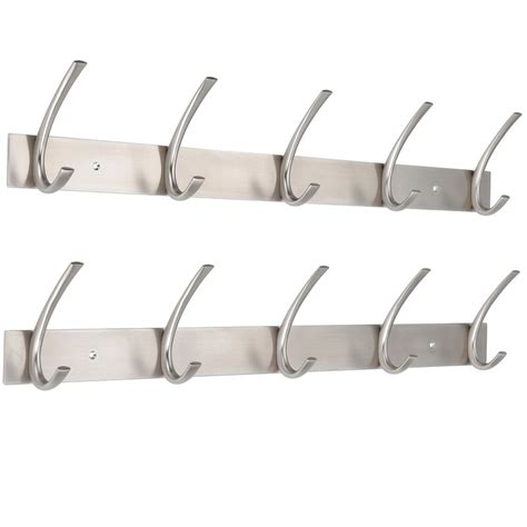 Rebrilliant Premium 5 Hook Stainless Steel Coat And Hat Rack For Wall