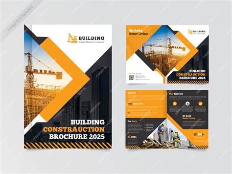 Premium Vector Construction Bi Fold Brochure Design Template