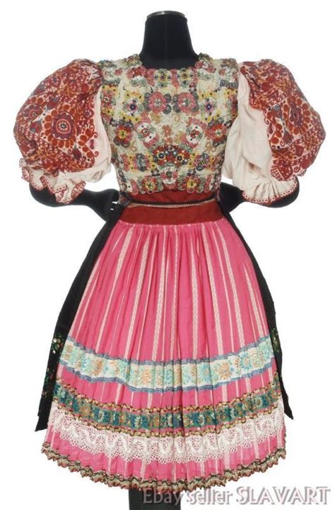slovak folk costume abelova embroidered blouse apron beaded vest skirt pink kroj folk costume