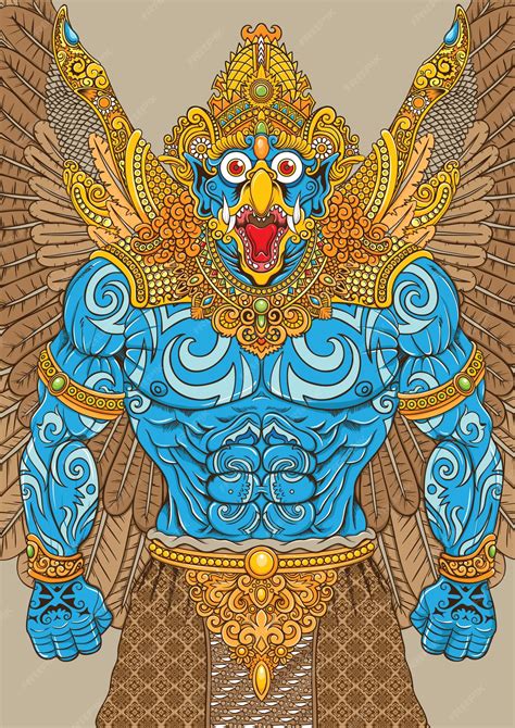 Premium Vector Garuda Mythology Illustration With Traditional Ornaments