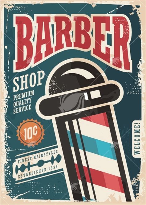Barber Shop Retro Poster Vector Image Lukeruk