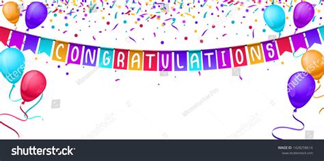 Congratulations Banner Template Balloons Confetti Isolated Inside