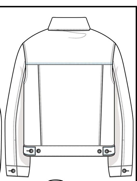 Vector Denim Jacket Svg Flat Sketch For Adobe Illustrator Etsy Flat