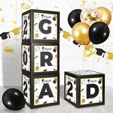 Buy 2022 Graduation Party Decorations 4pcs Black Gold Graduation