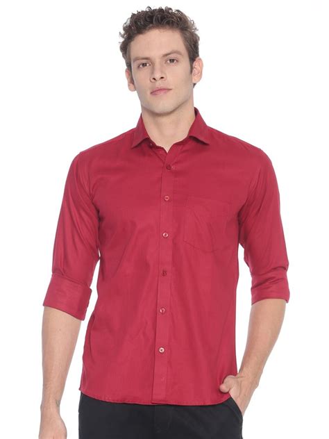 Afc L 40 Men Red Plain Shirt Full Sleeves Long Sleeve Party Wear At