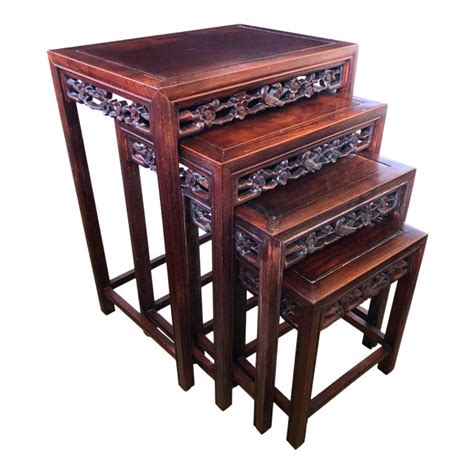 Chinese Rosewood Nesting Tables Set Of 4 Chairish