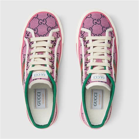 Womens Gucci Tennis 1977 Gg Multicolour Sneaker In Pink And Blue
