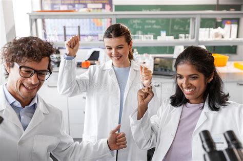 International Group Of Scientists In Laboratory Stock Image Image Of
