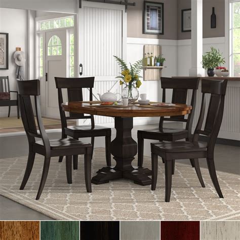 Eleanor Black Extending Oval Wood Table Panel Back 5 Piece Dining Set