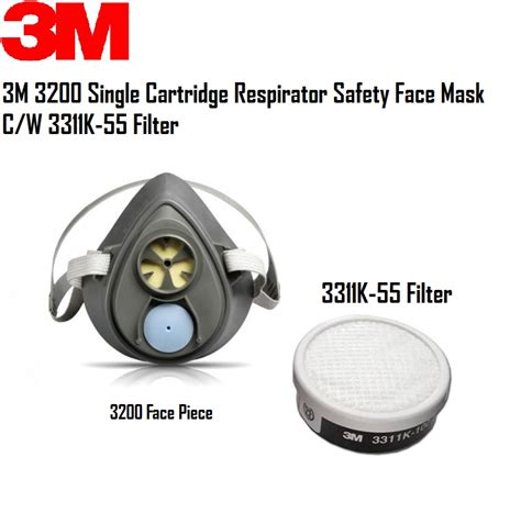 3m 3200 Reusable Single Cartridge Respirator Face Mask Cw 3311k 55 Filter